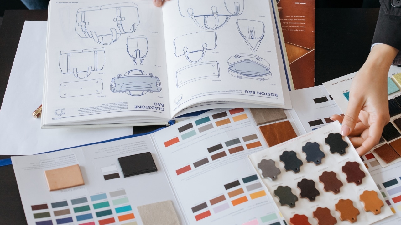 Creating a product design specification with open book and colour samples